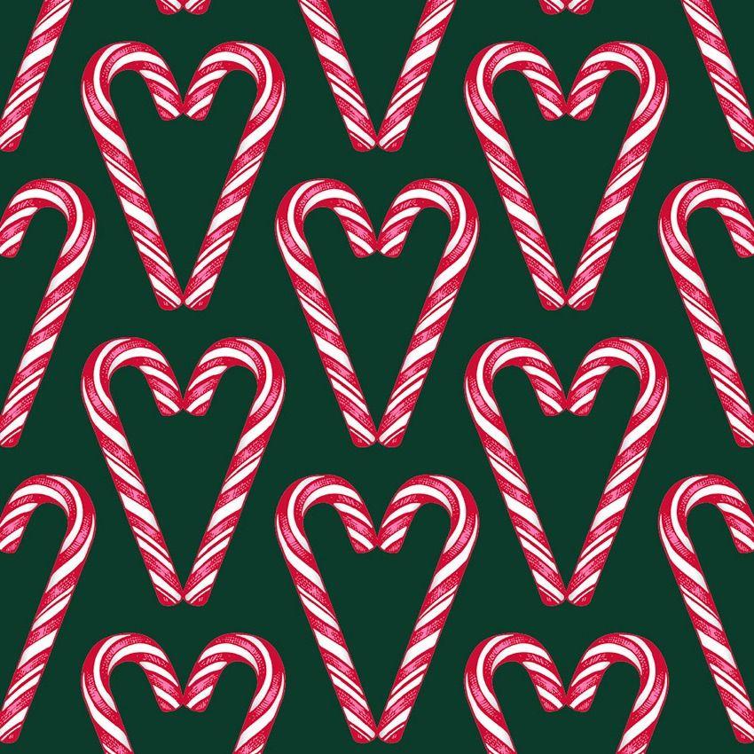 Candycane Heart - Printed Stretch Fabric